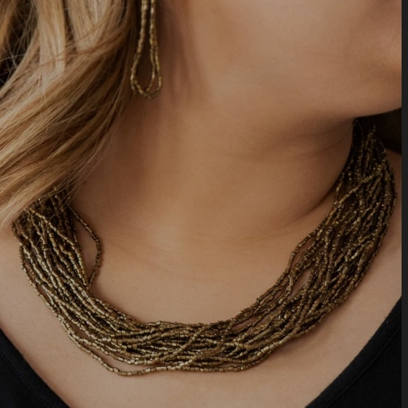 Jewelry - Short Brass Seed Bead Necklace